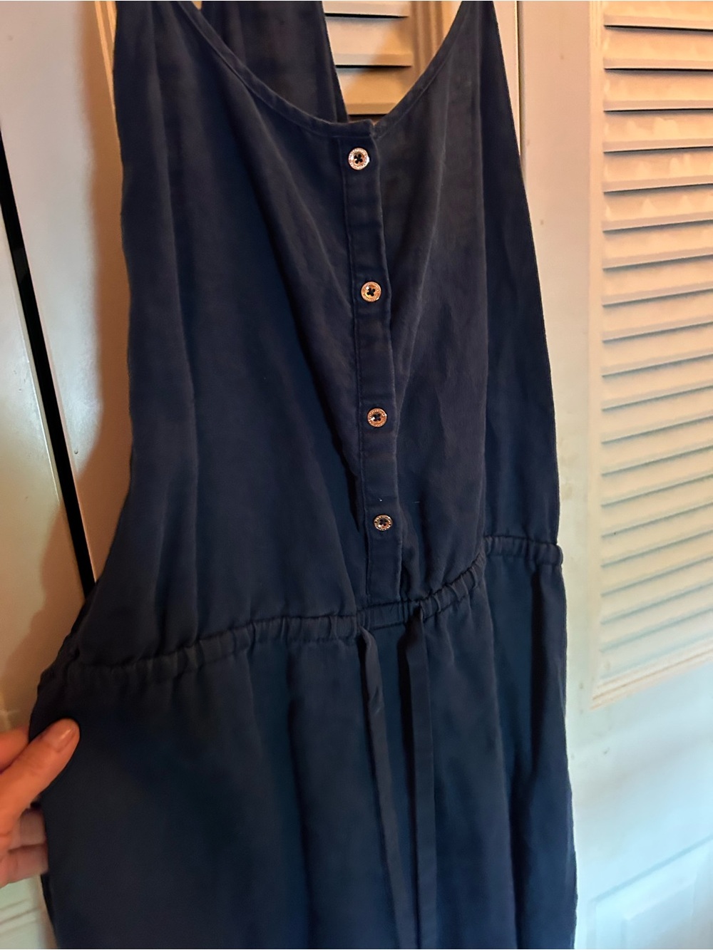 JUICY COUTURE Navy Button-Front Sleeveless dress with pockets